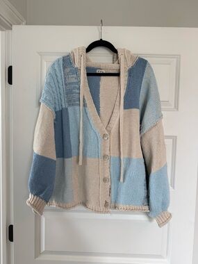 POL Color block Hooded Cardigan